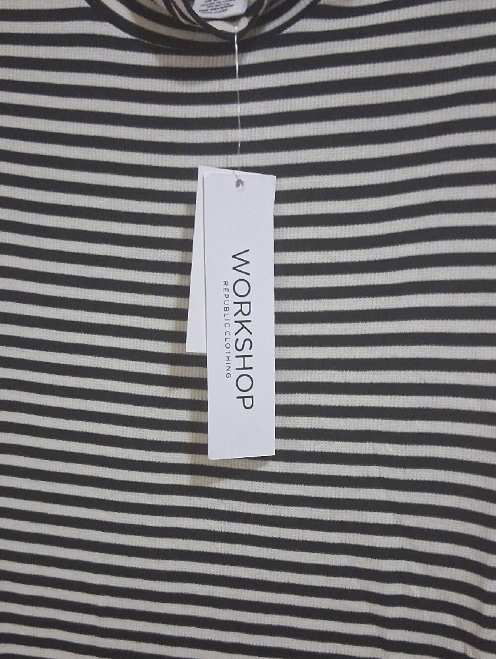 Nwt Workshop Republic Clothing Black and White Striped Sleeveless Mock Neck Tank - Picture 2 of 8